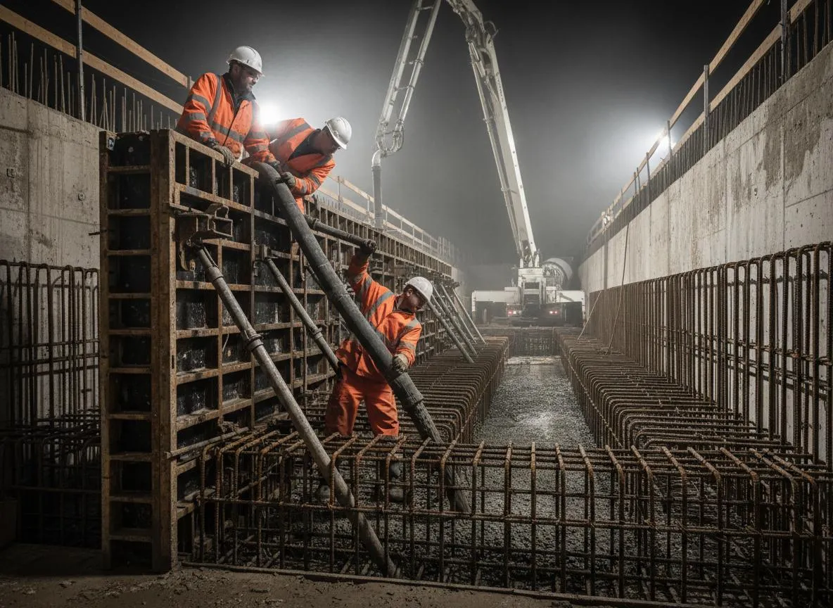 Betonierung eines Bunkers mit Stahlbeton und Bewehrung - A-Z Bauunternehmung